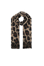 Leopard Print Wool Blend Scarf
