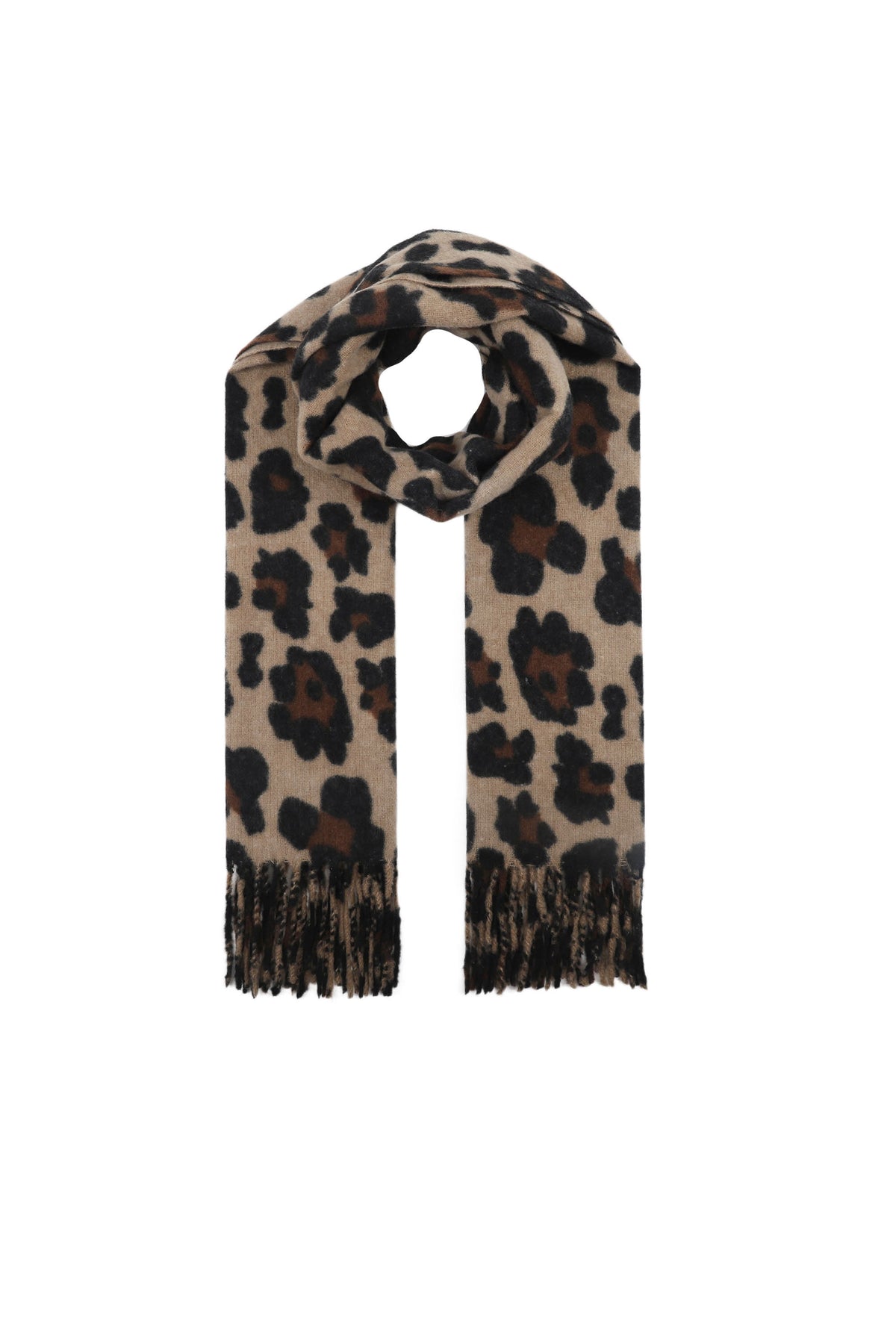 Leopard Print Wool Blend Scarf-2