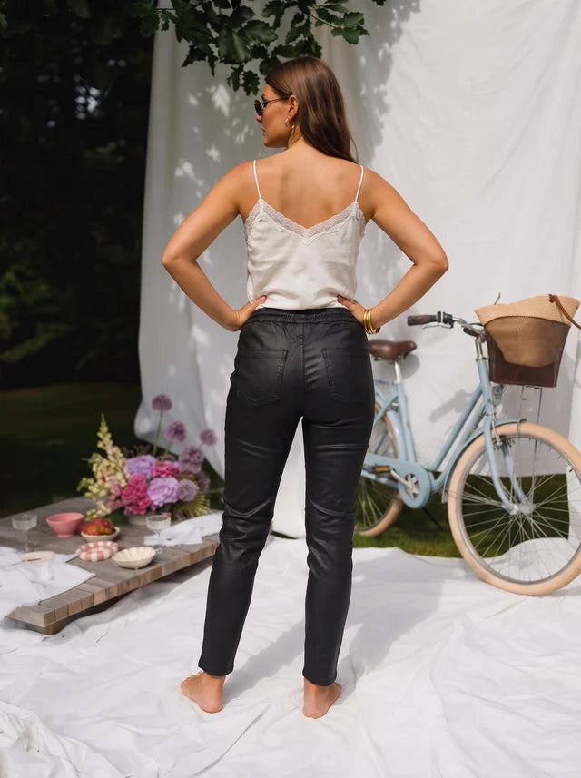 Melly Leather-Look Drawstring Joggers-2