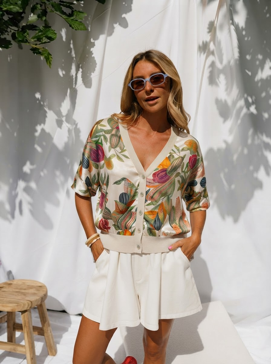 Rebecca Printed Button Top-7