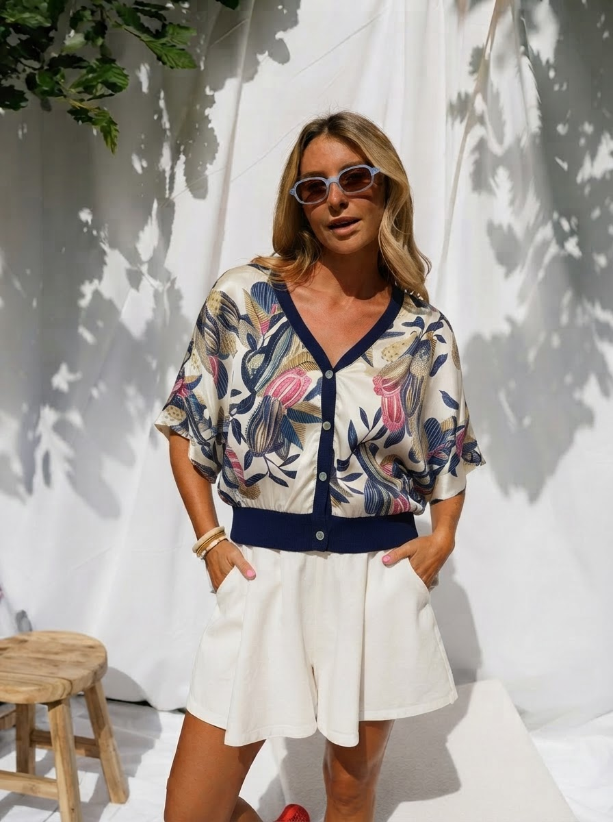 Rebecca Printed Button Top-3