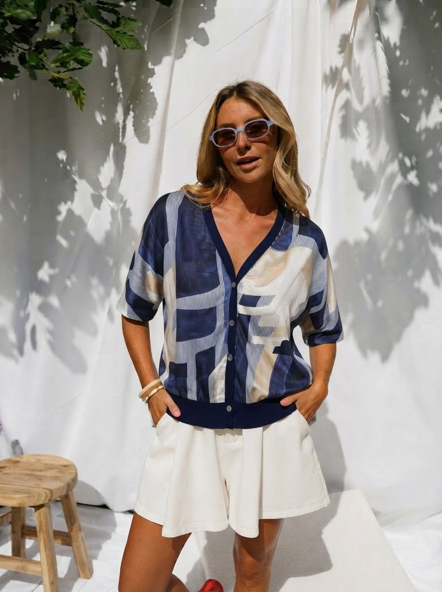 Rebecca Printed Button Top-4