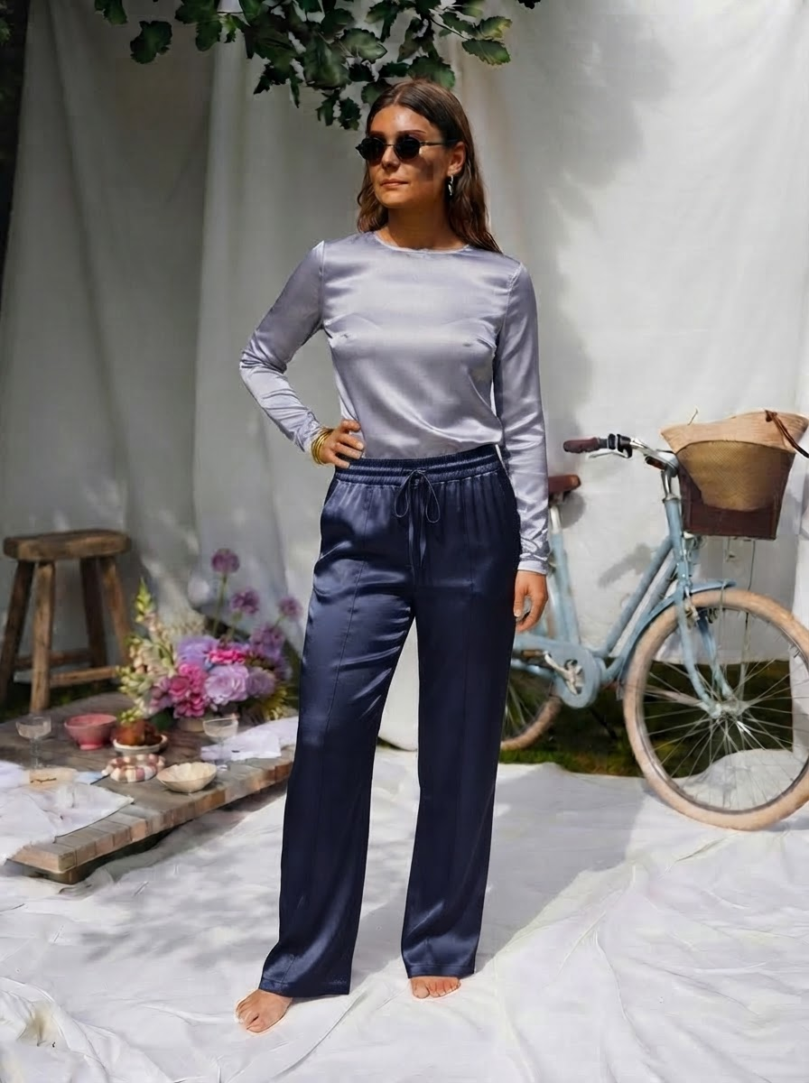 Satin Wide Leg Trousers-8