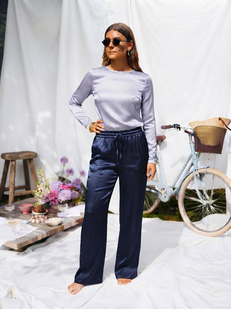 Satin Wide Leg Trousers-7