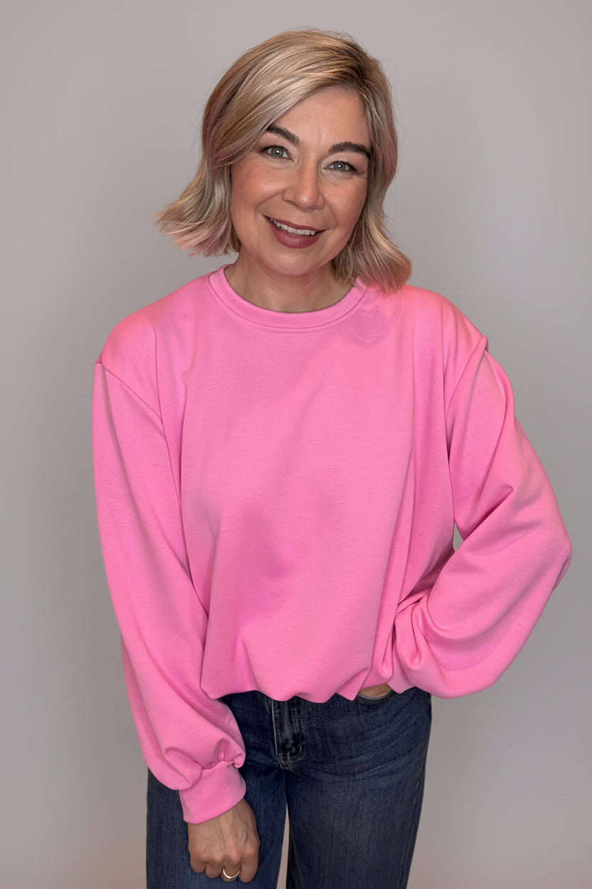 Soft Touch Puff Hem Long Sleeve Top