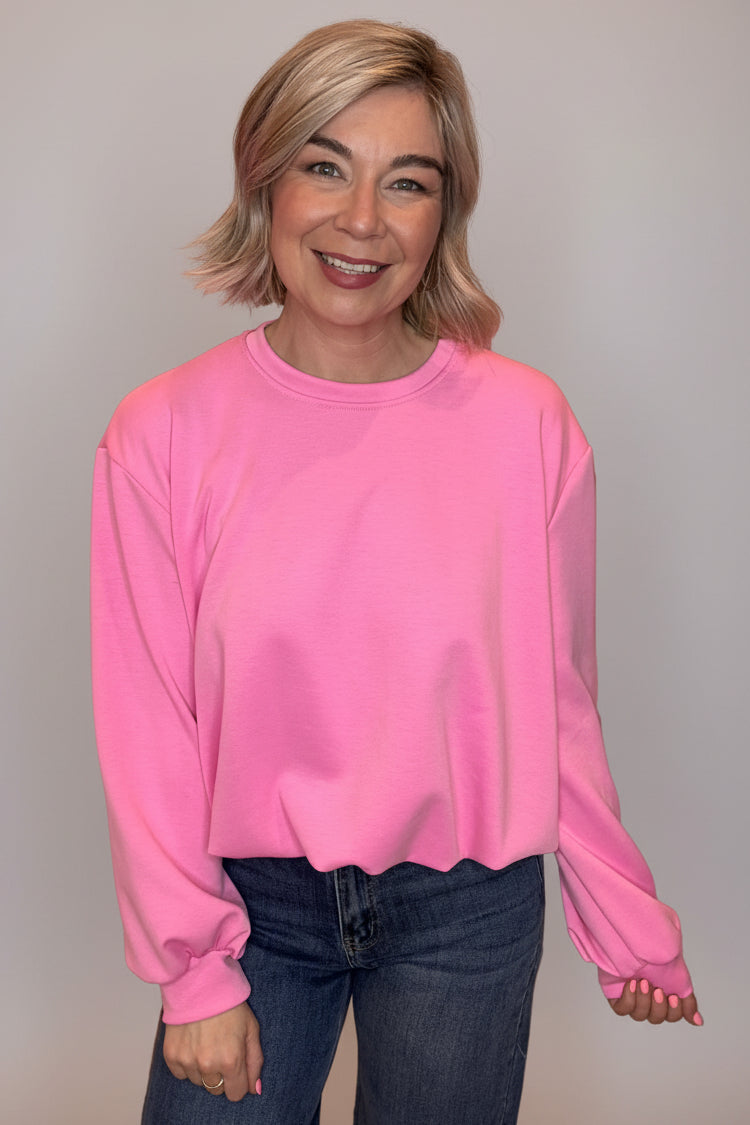 Soft Touch Puff Hem Long Sleeve Top-2