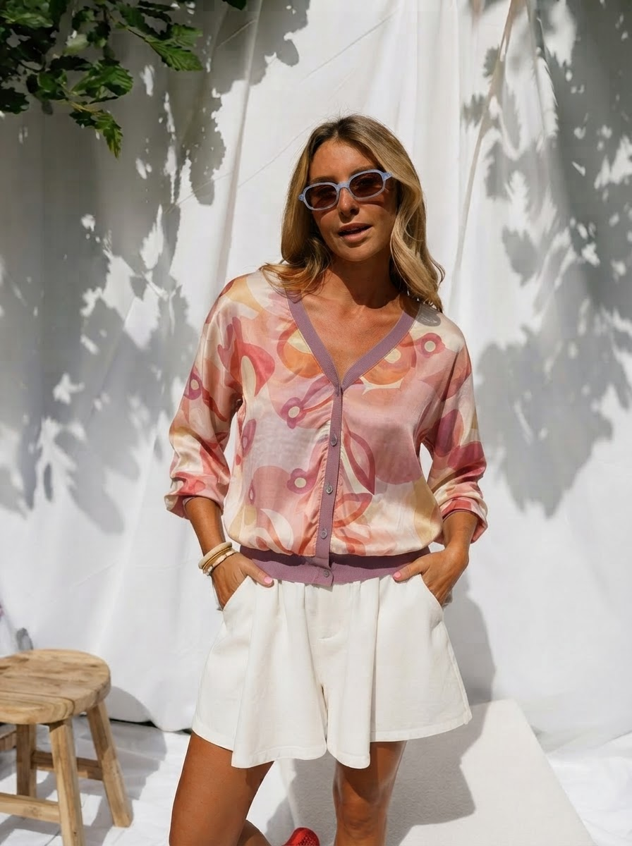 Rebecca Printed Button Top-2