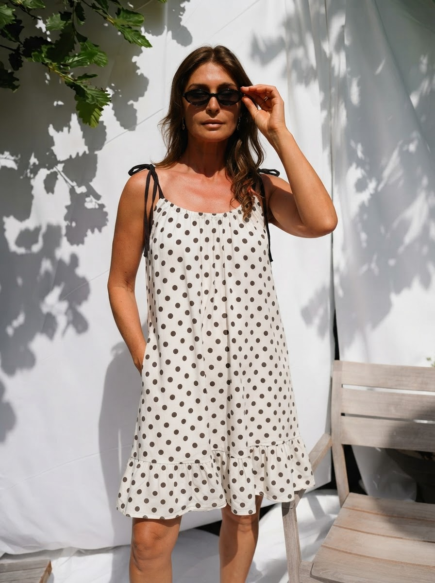 Polka Dot Tie Strap Dress-2