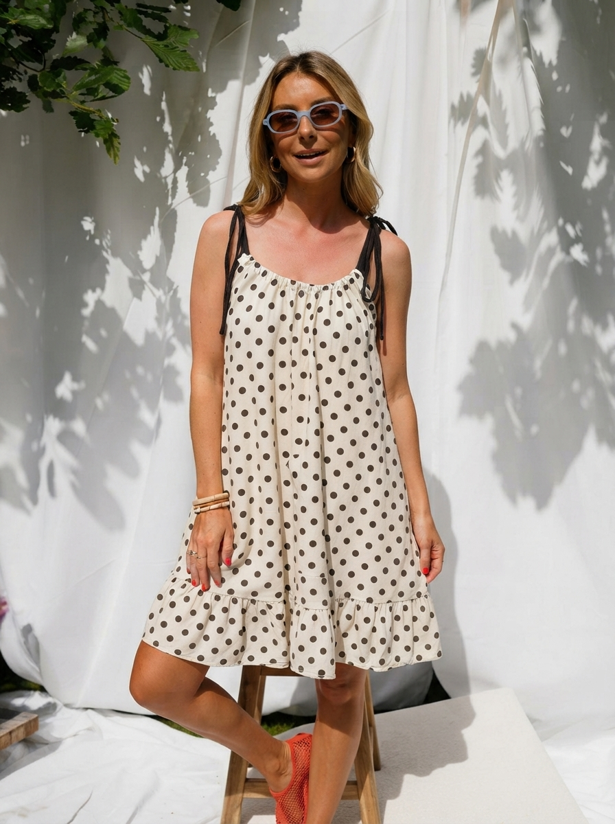 Polka Dot Tie Strap Dress