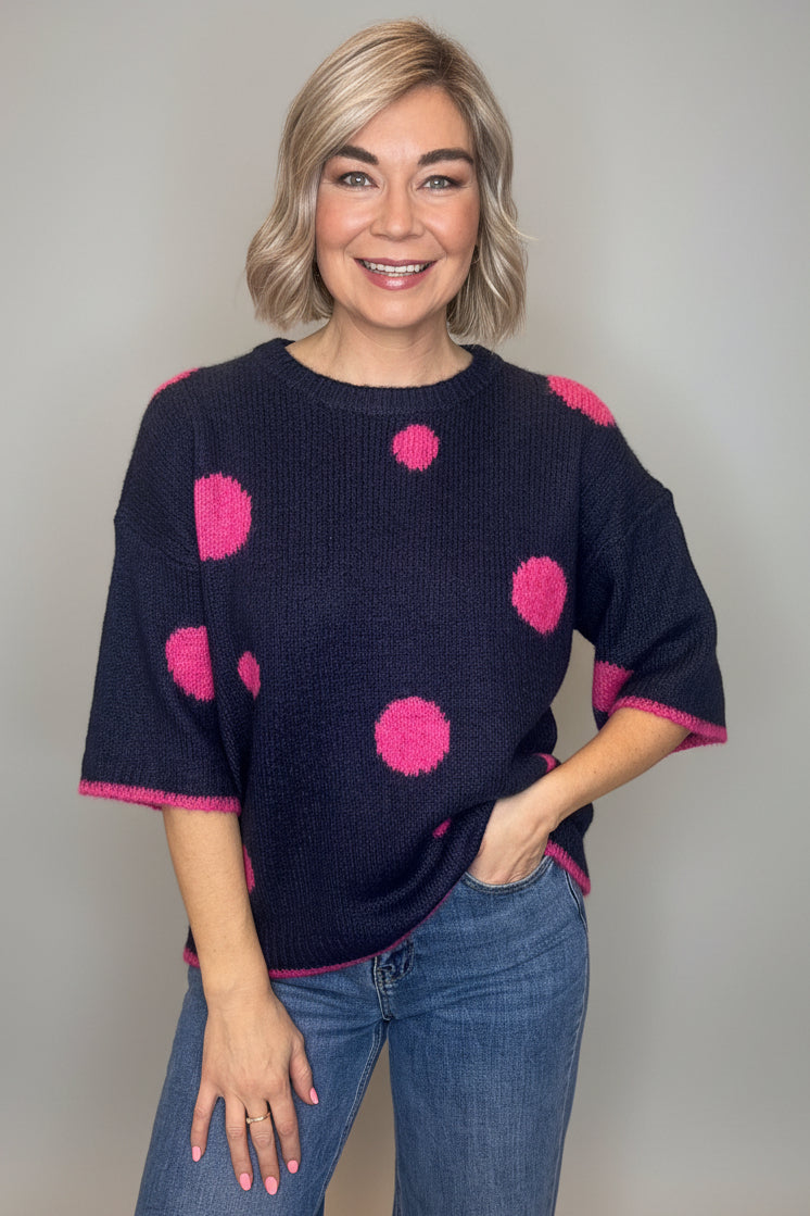 Polka Dot Short Sleeve Knit-5