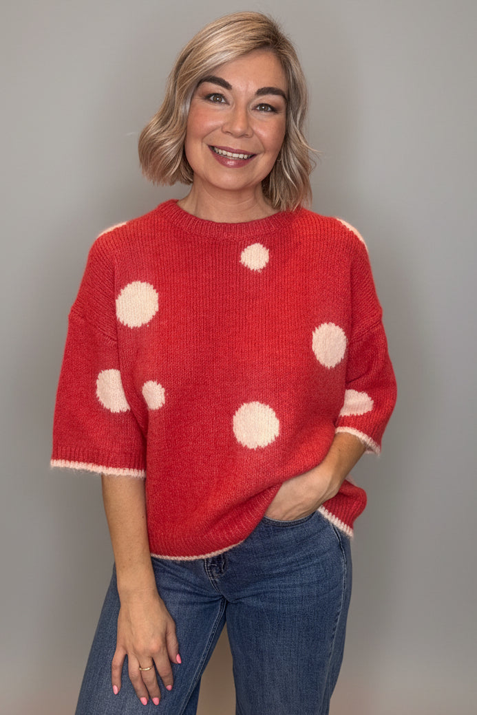 Polka Dot Short Sleeve Knit-1