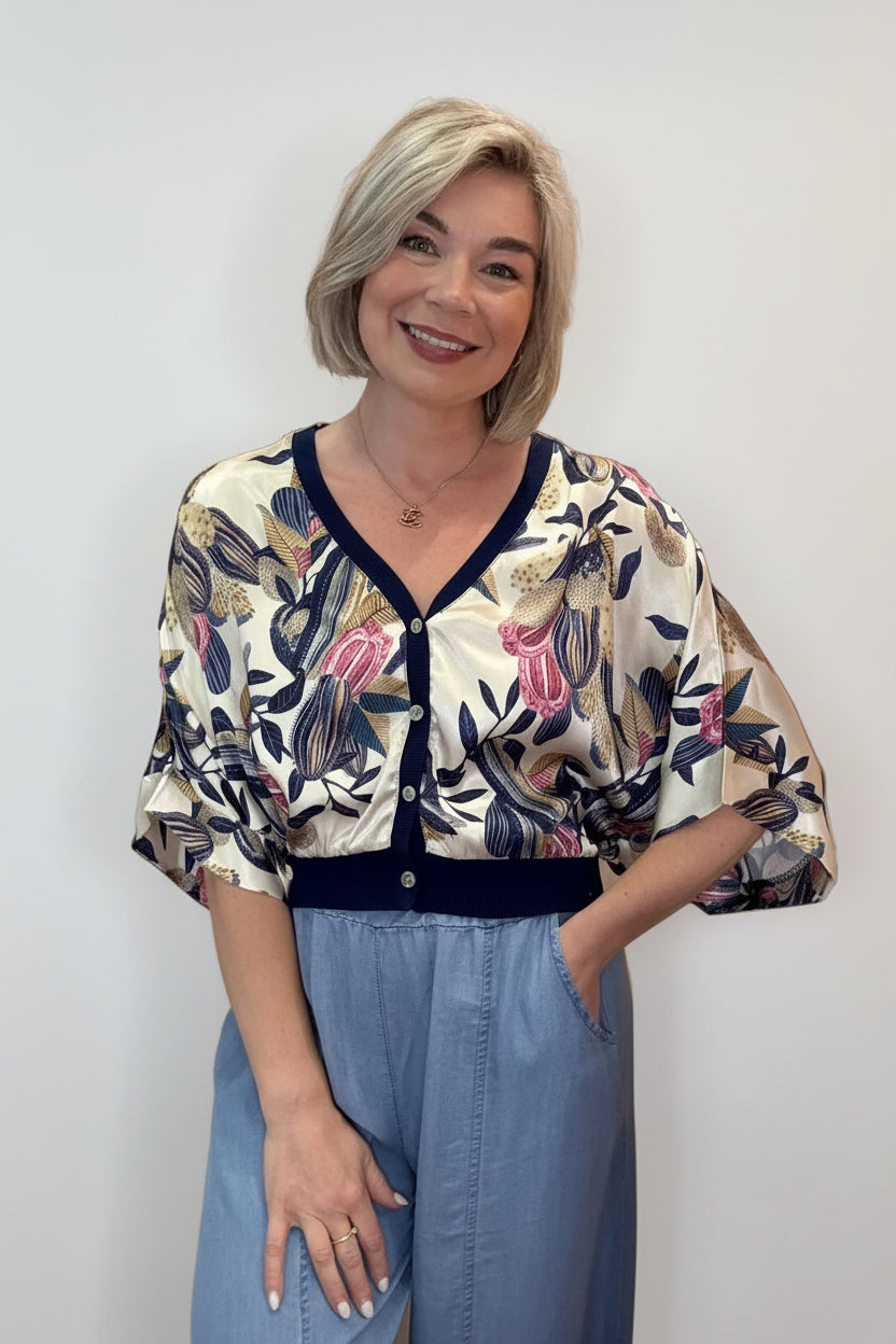 Rebecca Printed Button Top