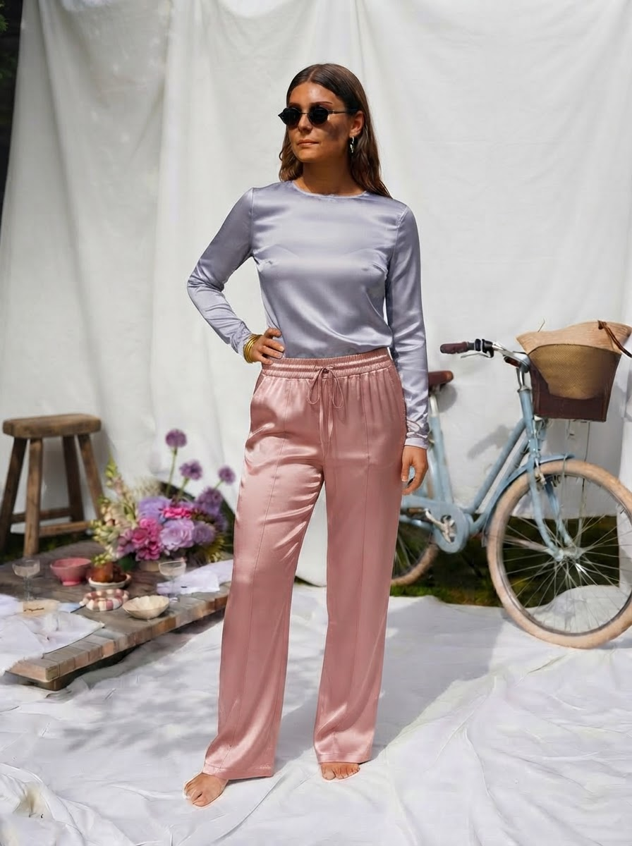 Satin Wide Leg Trousers-4