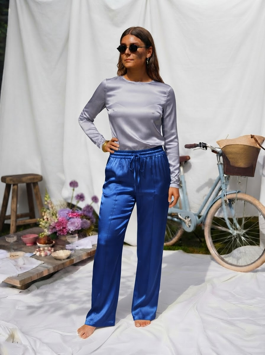 Satin Wide Leg Trousers-6