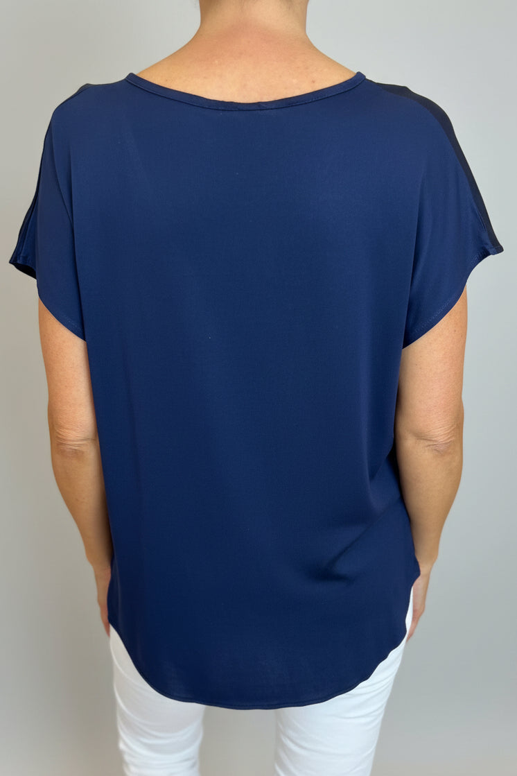 Satin V-Neck T-Shirt-14