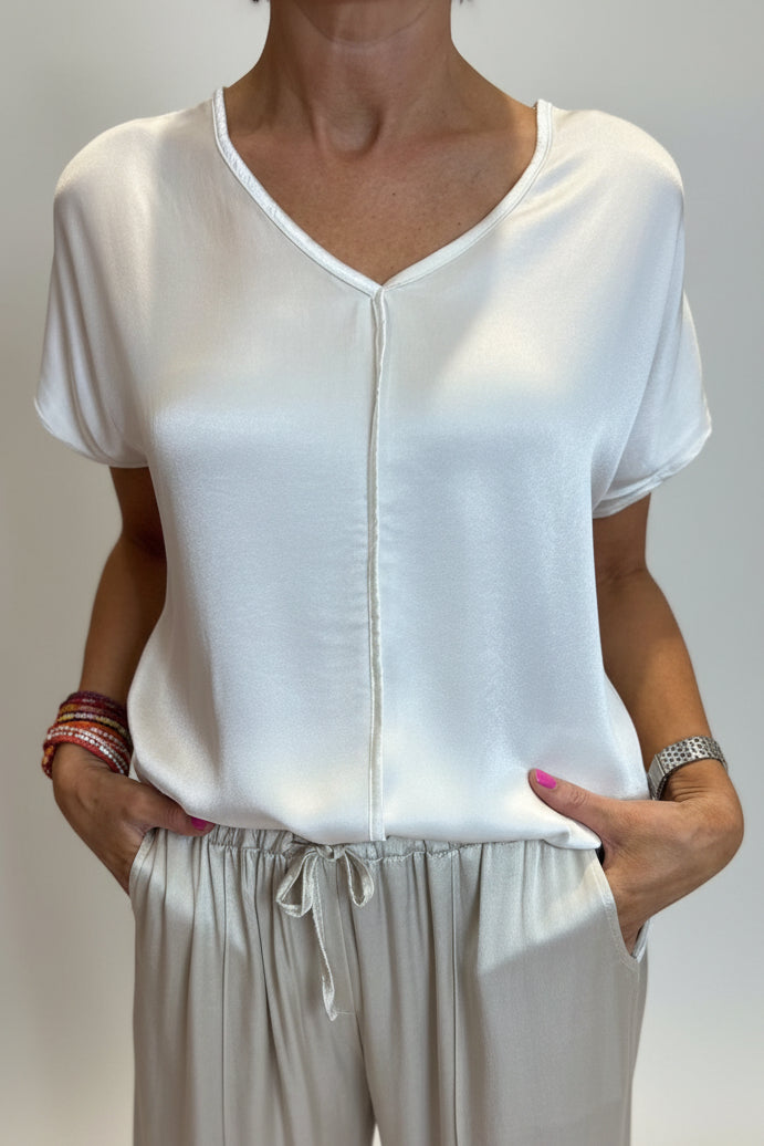 Satin V-Neck T-Shirt-8