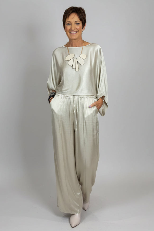 Satin Wide Leg Trousers-2