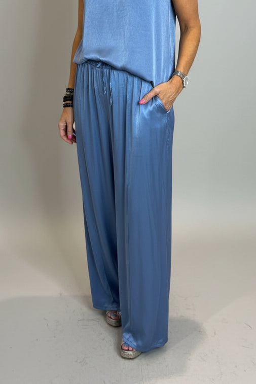 Satin Wide Leg Trousers-4