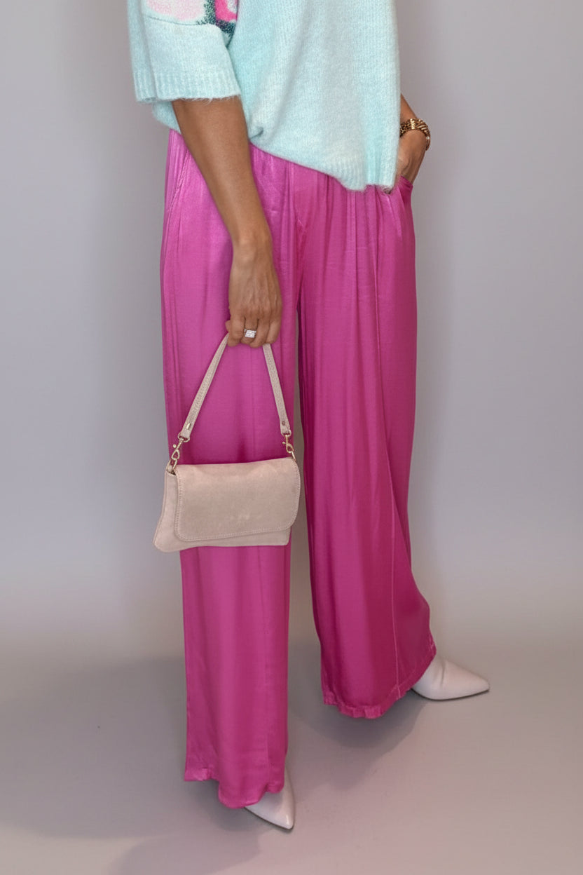 Satin Wide Leg Trousers-11