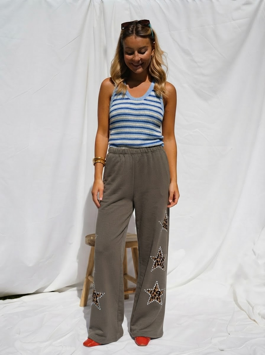 Leopard Star Wide Leg Joggers-2