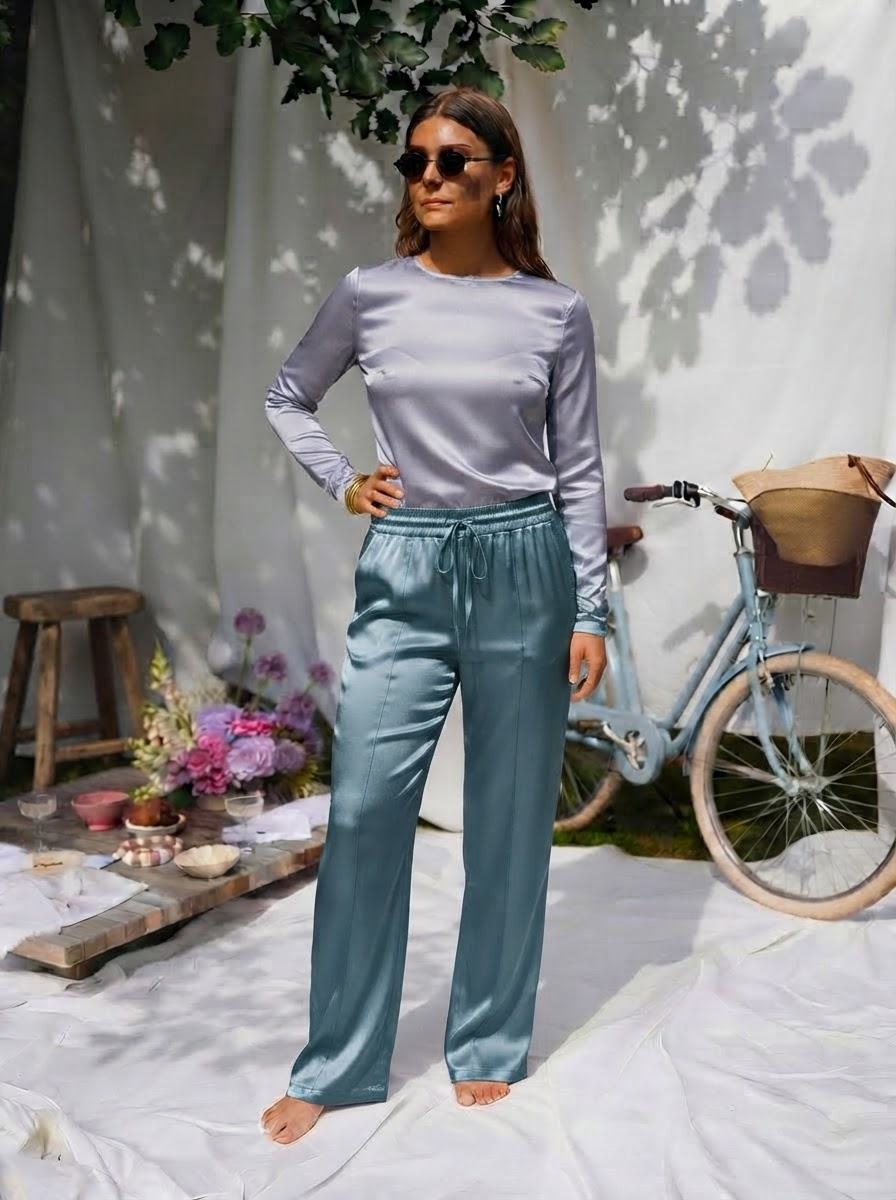 Satin Wide Leg Trousers-2