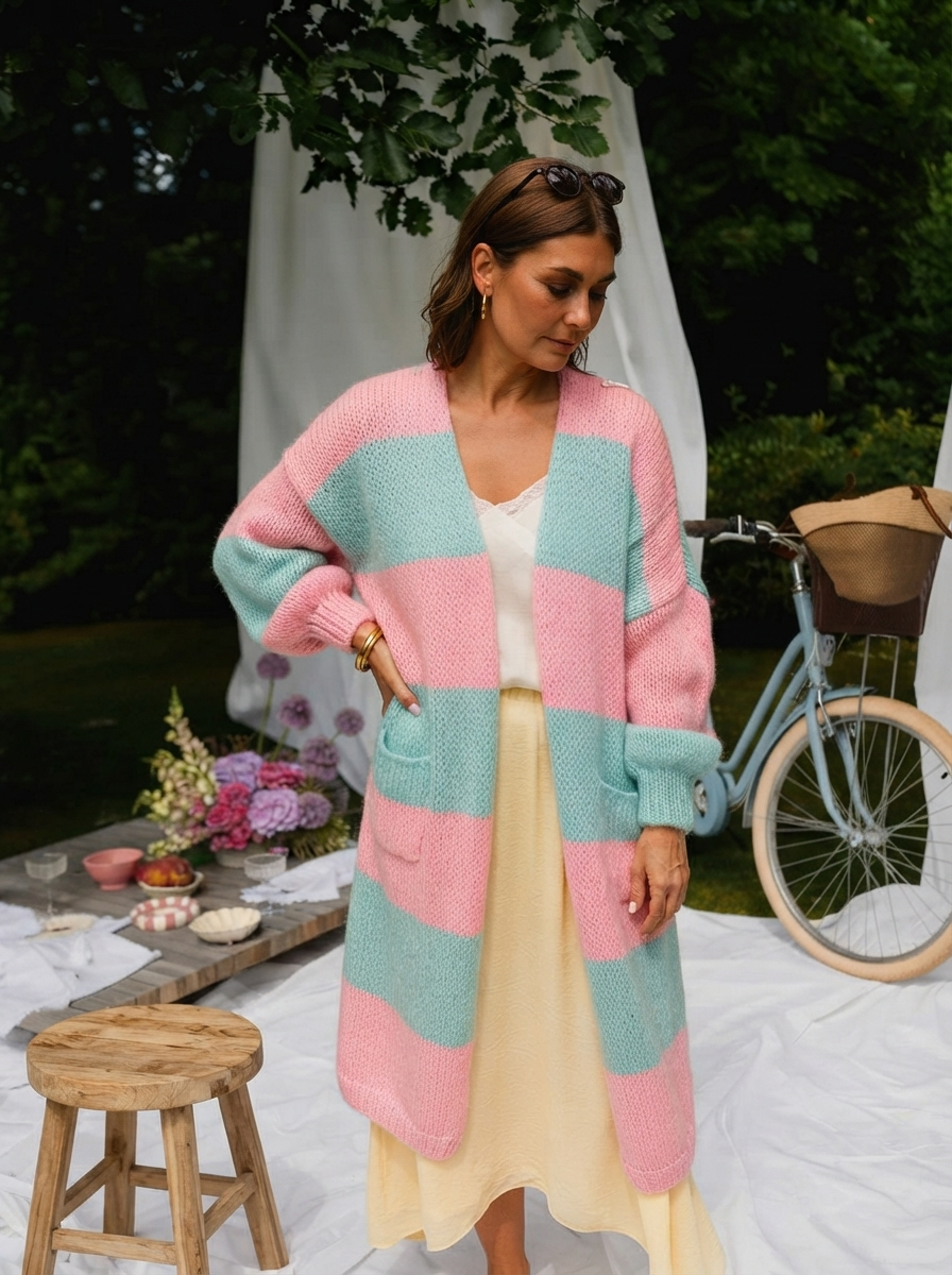Farrah Contrast Longline Cardi