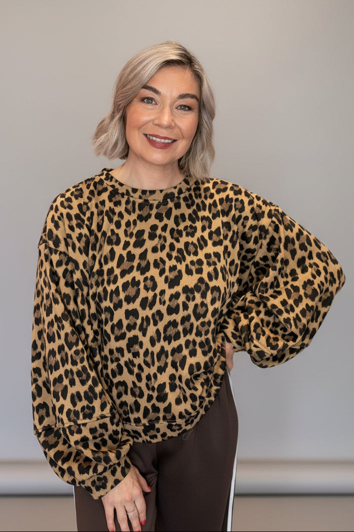 Leopard Balloon Sleeve Sweater-2