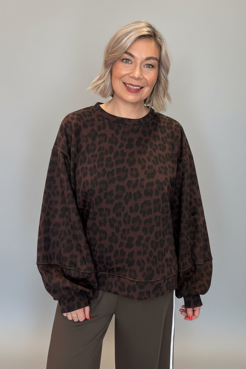 Leopard Balloon Sleeve Sweater-4