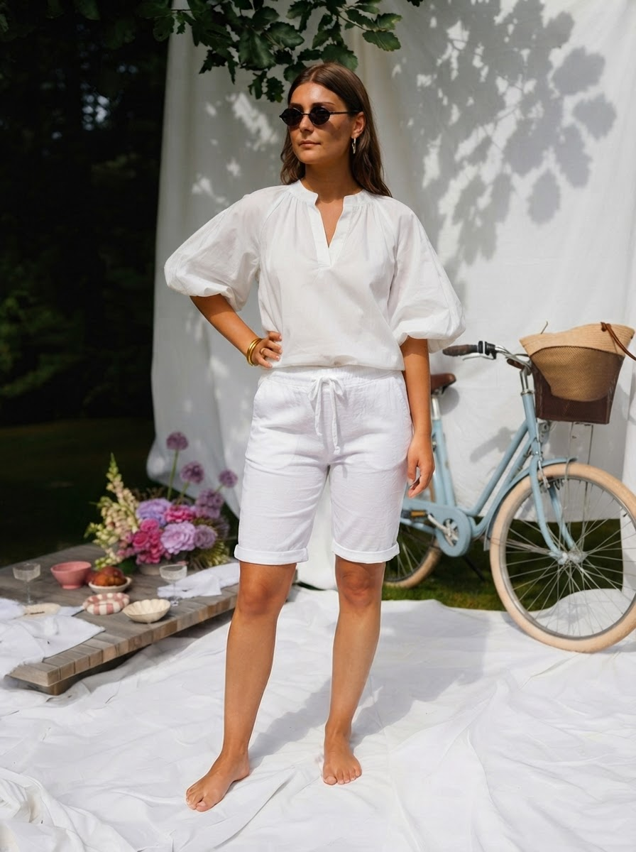 Cotton Puff Sleeve Blouse-3