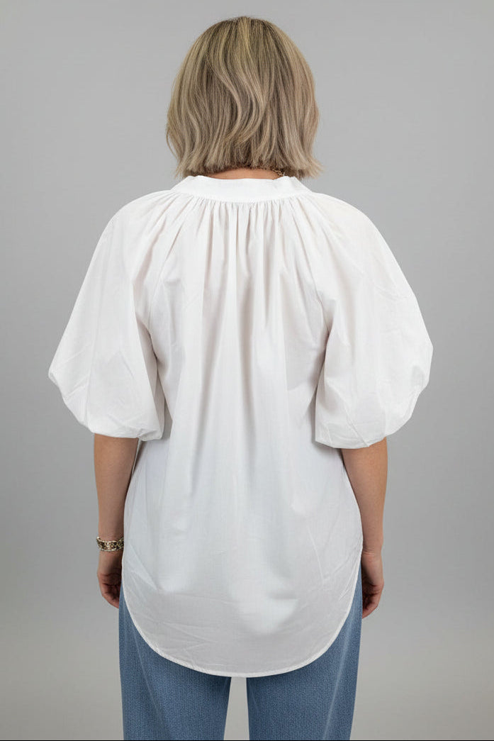 Cotton Puff Sleeve Blouse-5