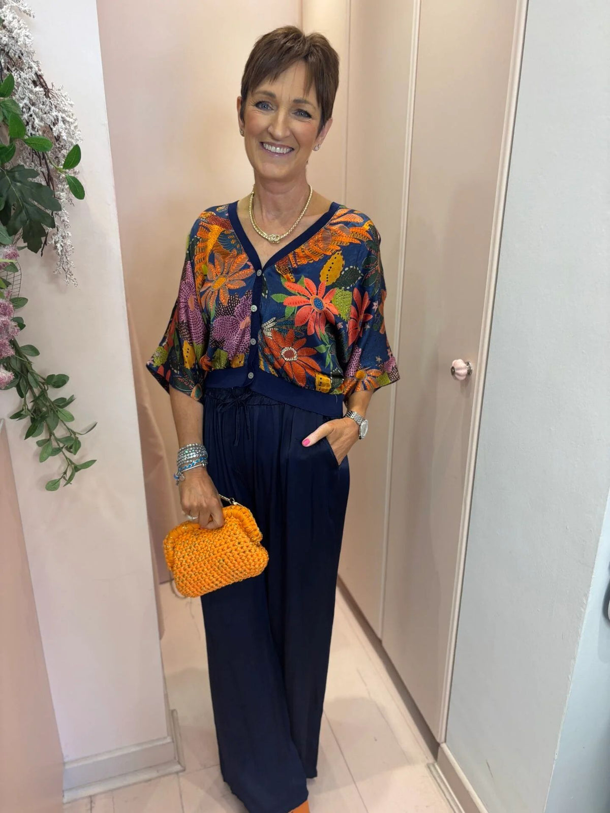 Rebecca Printed Button Top-24