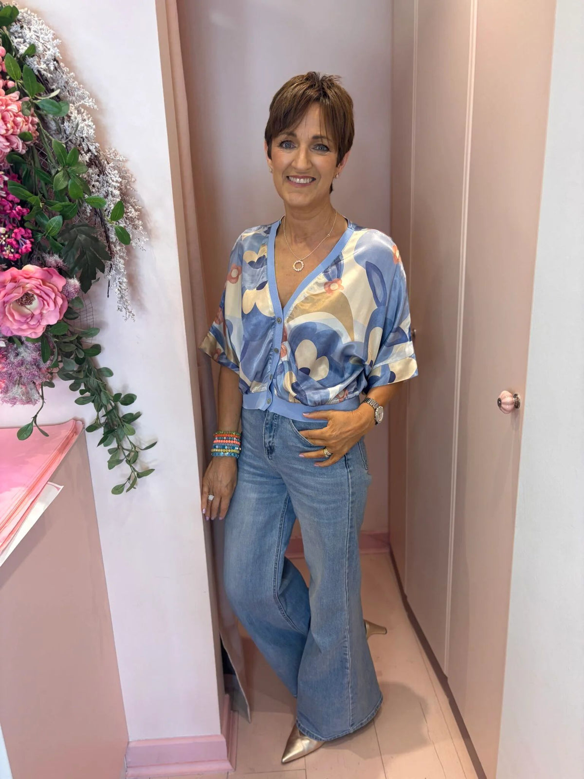 Rebecca Printed Button Top-13