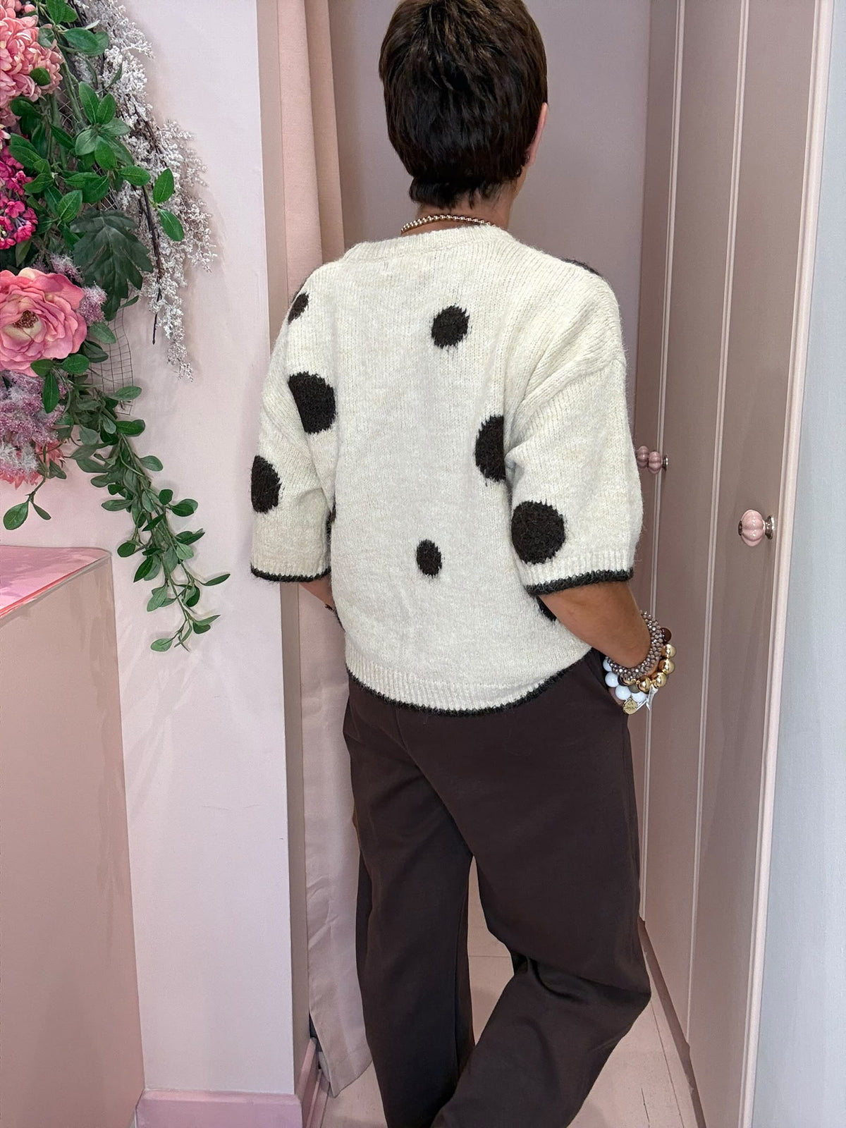 Polka Dot Short Sleeve Knit-4