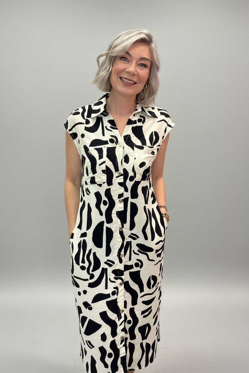 Monochrome Shirt Dress