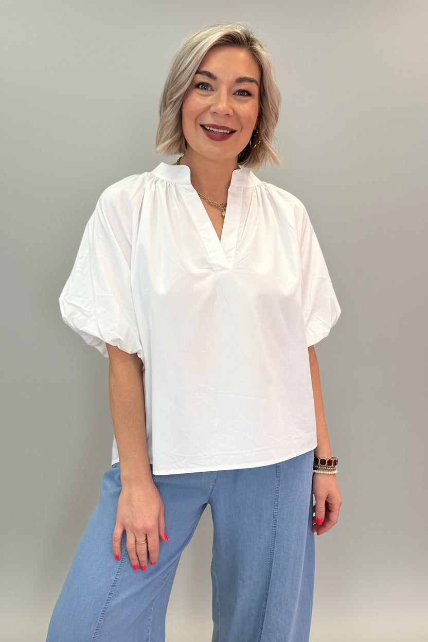 Cotton Puff Sleeve Blouse-4